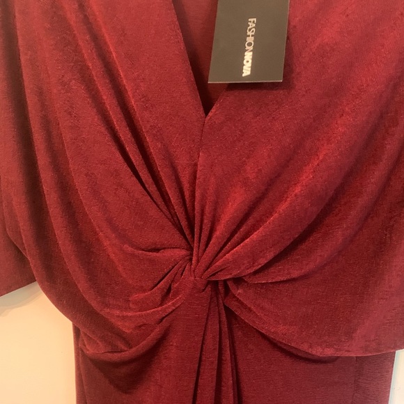 Midi Knot Dress - Burgundy Size 1X - Picture 8 of 9